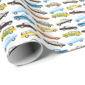 Cadeau Papier d'enveloppement de voitures d'époque (Coin rond)