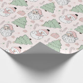 Cadeau Papier d'enveloppement d'éléments de Noël roses (Coin)