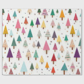 Cadeau Papier d'enveloppement des arbres de Noël rétro (Plat)