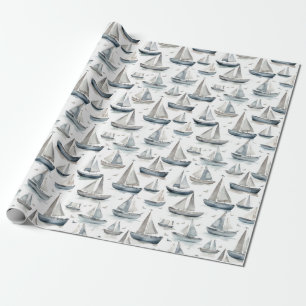 Cadeau Papier d'enveloppement des bateaux aquarelles