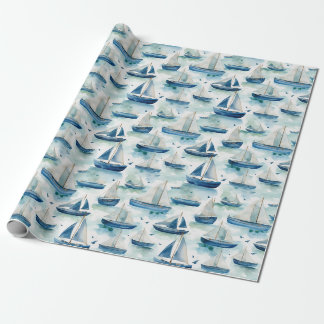 Cadeau Papier d'enveloppement des bateaux aquarelles