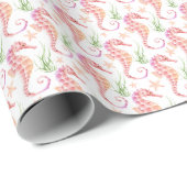 Cadeau Papier d'enveloppement des chevaux de mer (Coin rond)