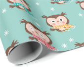 Cadeau Papier d'enveloppement des Chouettes de Noël (Coin rond)