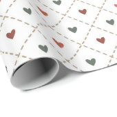 Cadeau Papier d'enveloppement des coeurs de Noël mignons (Coin rond)