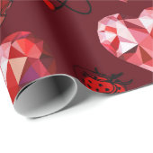 Cadeau Papier d'enveloppement des Coeurs rouges géométriq (Coin rond)