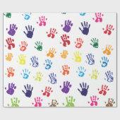 Cadeau Papier d'enveloppement des empreintes de main (Plat)