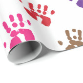 Cadeau Papier d'enveloppement des empreintes de main (Coin rond)