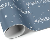 Cadeau Papier d'enveloppement des étoiles blanches de gra (Coin rond)