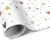 Cadeau Papier d'enveloppement des étoiles et des coeurs m (Coin rond)