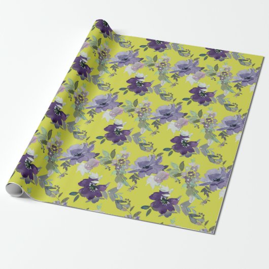 Cadeau Papier d'enveloppement des fleurs d'aquarelle (Déroulé)