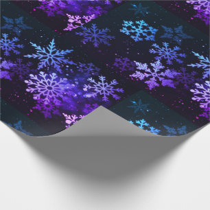 Cadeau Papier d'enveloppement des flocons bleus et mauves