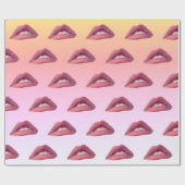 Cadeau Papier d'enveloppement des lèvres roses (Plat)