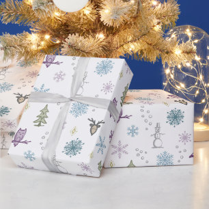 Cadeau Papier d'enveloppement des objets d'hiver - Neige,