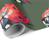 Cadeau Papier d'enveloppement des oiseaux rouges (Coin rond)