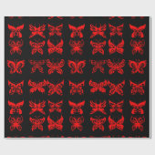 Cadeau Papier d'enveloppement des papillons rouges (Plat)
