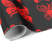 Cadeau Papier d'enveloppement des papillons rouges (Coin rond)