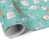 Cadeau Papier d'enveloppement des roquettes spatiales (Coin rond)