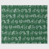 Cadeau Papier d'enveloppement des signes zodiaques (vert) (Plat)