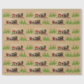 Cadeau Papier d'enveloppement des trains de Noël (Plat)