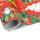 Cadeau Papier d'enveloppement des trains de Noël (Coin rond)