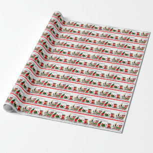 Cadeau Papier d'enveloppement des trains de Noël