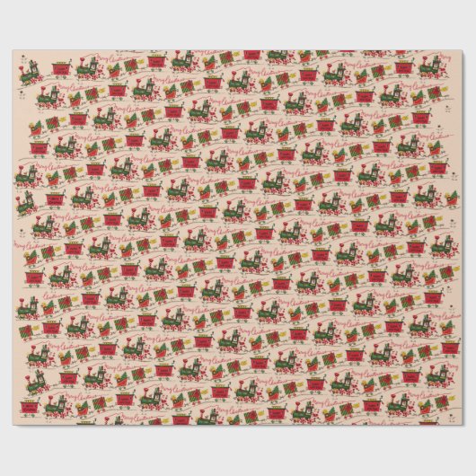 Cadeau Papier d'enveloppement des trains de Noël (Plat)