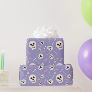 Cadeau Papier d'enveloppement d'Halloween mignon avec crâ