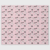 Cadeau Papier d'enveloppement d'Halloween rose et noir (Plat)