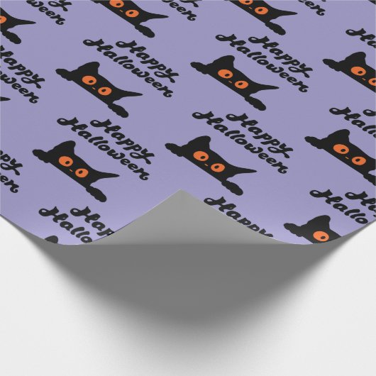 Cadeau Papier d'enveloppement d'Halloween violet avec cha (Coin)