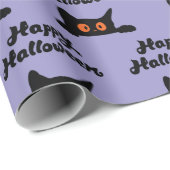 Cadeau Papier d'enveloppement d'Halloween violet avec cha (Coin rond)