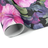 Cadeau Papier d'enveloppement d'hibiscus d'aquarelle (Coin rond)