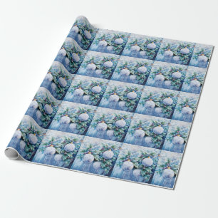 Cadeau Papier d'enveloppement d'hiver bleu
