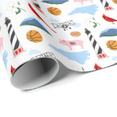 Cadeau Papier d'enveloppement d'icônes de Caroline du Nor (Coin rond)