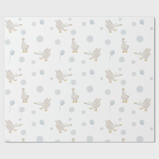 Cadeau Papier d'enveloppement d'oie argentée bleu (Plat)