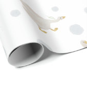 Cadeau Papier d'enveloppement d'oie argentée bleu (Coin rond)