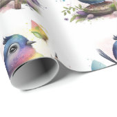 Cadeau Papier d'enveloppement d'oiseaux d'aquarelle adora (Coin rond)