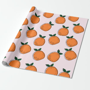 Cadeau Papier d'enveloppement d'oranges mignonnes
