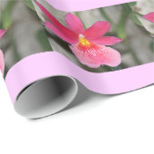 Cadeau Papier d'enveloppement d'orchidées roses (Coin rond)