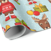 Cadeau Papier d'enveloppement d'orignal de Noël (Coin rond)