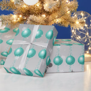 Cadeau Papier d'enveloppement d'ornement de Noël turquois