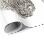 Cadeau Papier d'enveloppement d'ornements argentés (Coin rond)