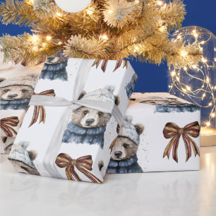 Cadeau Papier d'enveloppement d'ours de Noël d'hiver