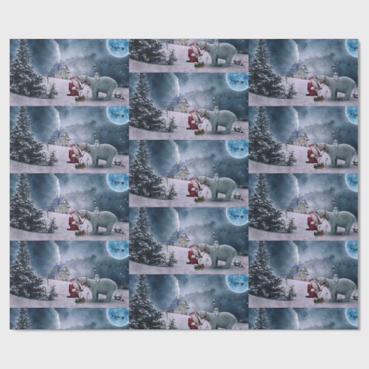 Cadeau Papier d'enveloppement d'ours père Noël et Polar (Plat)