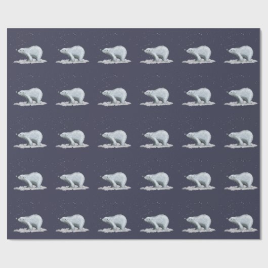 Cadeau Papier d'enveloppement d'ours polaires de flocon d (Plat)