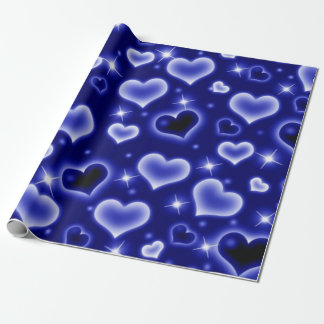 Cadeau papier d'enveloppement du coeur bleu des années 20