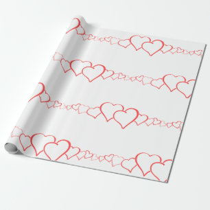 Cadeau Papier d'enveloppement du coeur ROUGE et BLANC PER