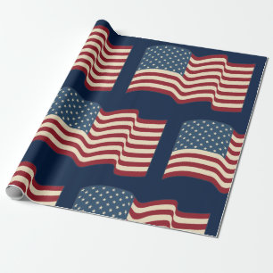 Cadeau Papier d'enveloppement du drapeau américain rustiq