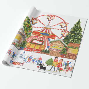 Cadeau Papier d'enveloppement du marché de Noël