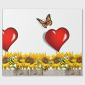 Cadeau Papier d'enveloppement du papillon de tournesol (Plat)