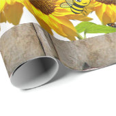 Cadeau Papier d'enveloppement du papillon de tournesol (Coin rond)